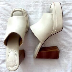 Classic white clog heels - brown base